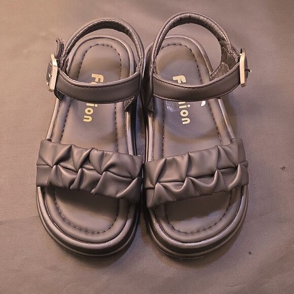 FASHION GIRLS' LIGHTWEIGHT SKIN-FRIENDLY CASUAL KIDS STYLE  FOLD DETAIL SANDAL - Picture 3 of 15